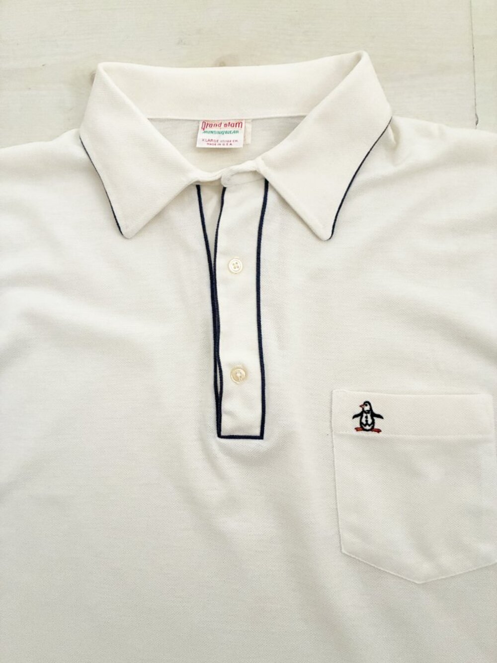 Vintage Grand Slam Munsingwear Polo Shirt XL White Pete the Penguin Pique - Picture 3 of 5